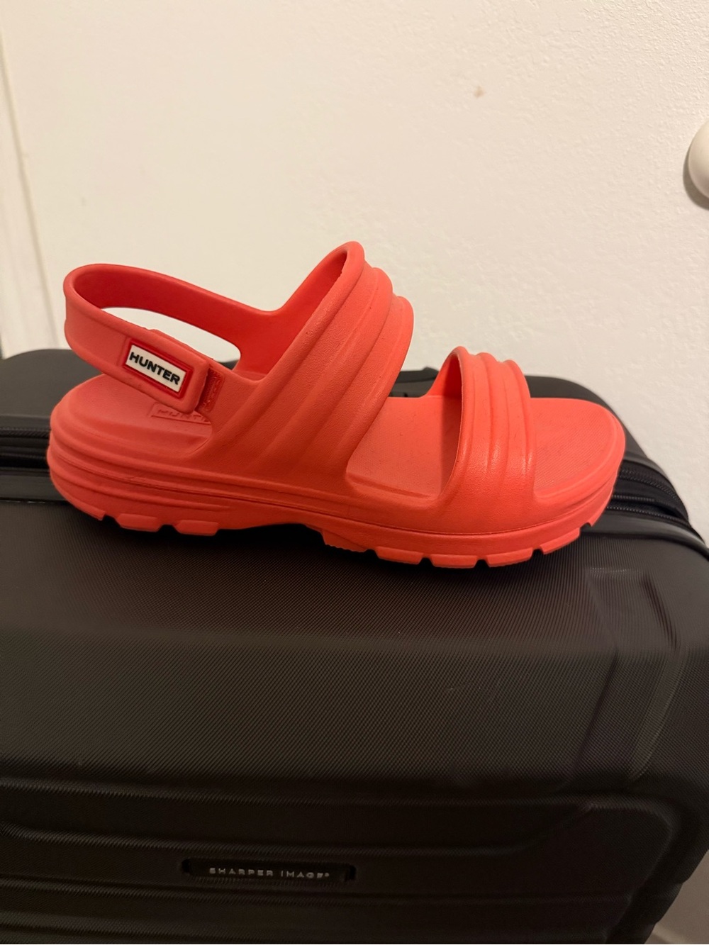 Hunter Coral Red Chunky Slide Sandal